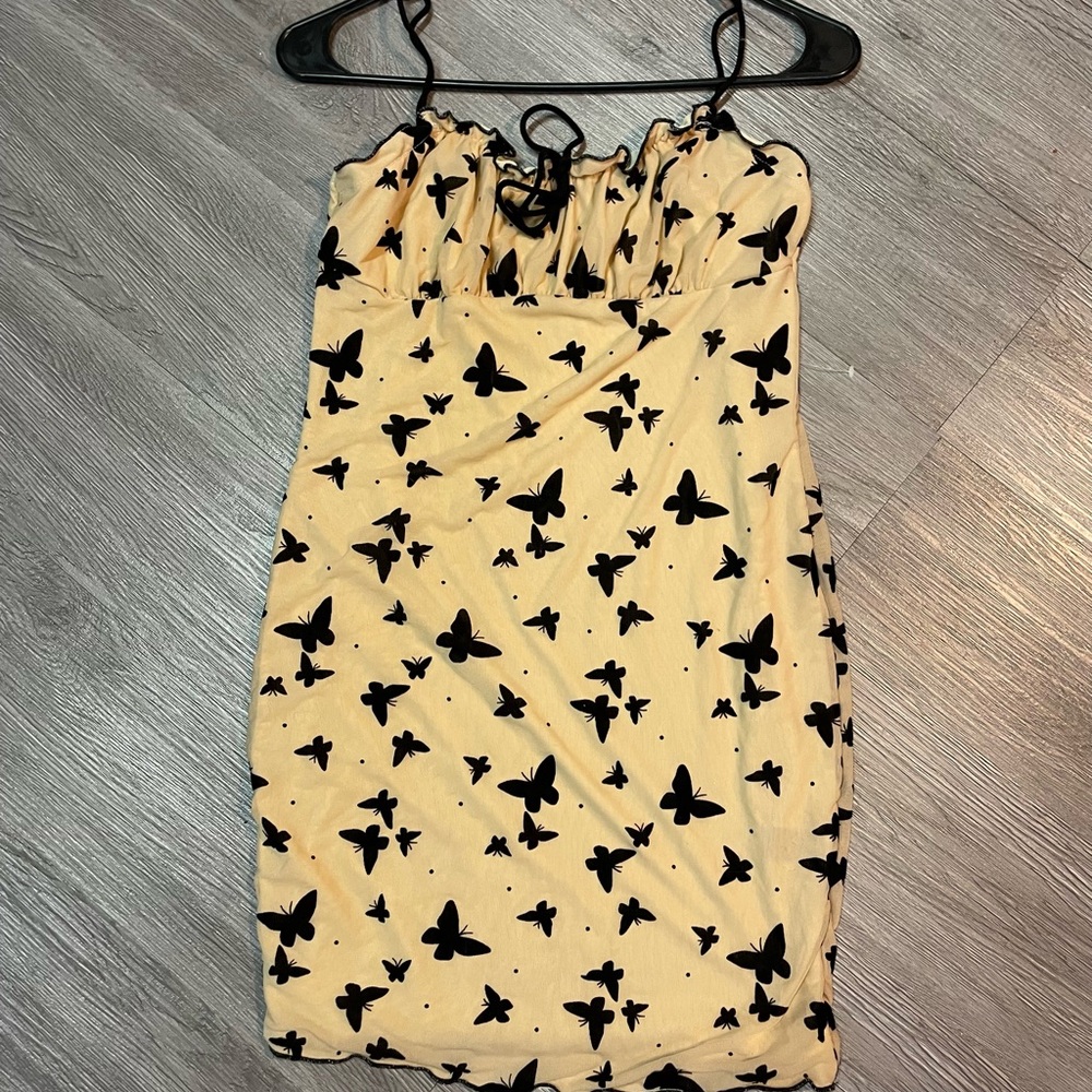 Butterfly Print Cream Dress